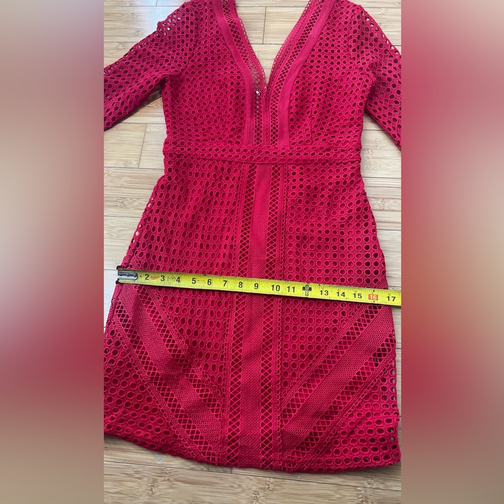 Astr The Label Mesh Body-Con Red Dress women’s size S - Picture 9 of 11